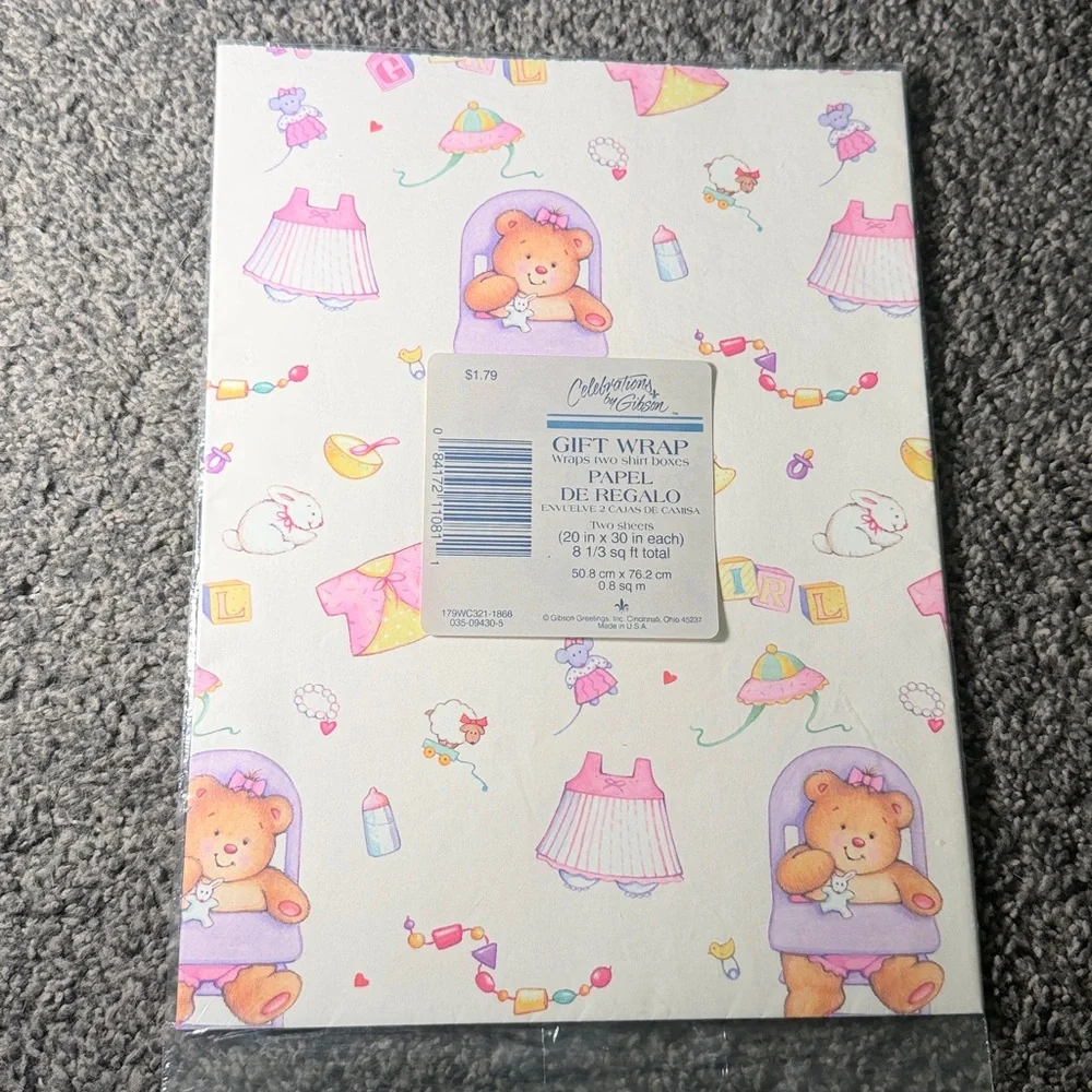 5/$25 VINTAGE Baby Shower Wrapping Paper Cute Animals